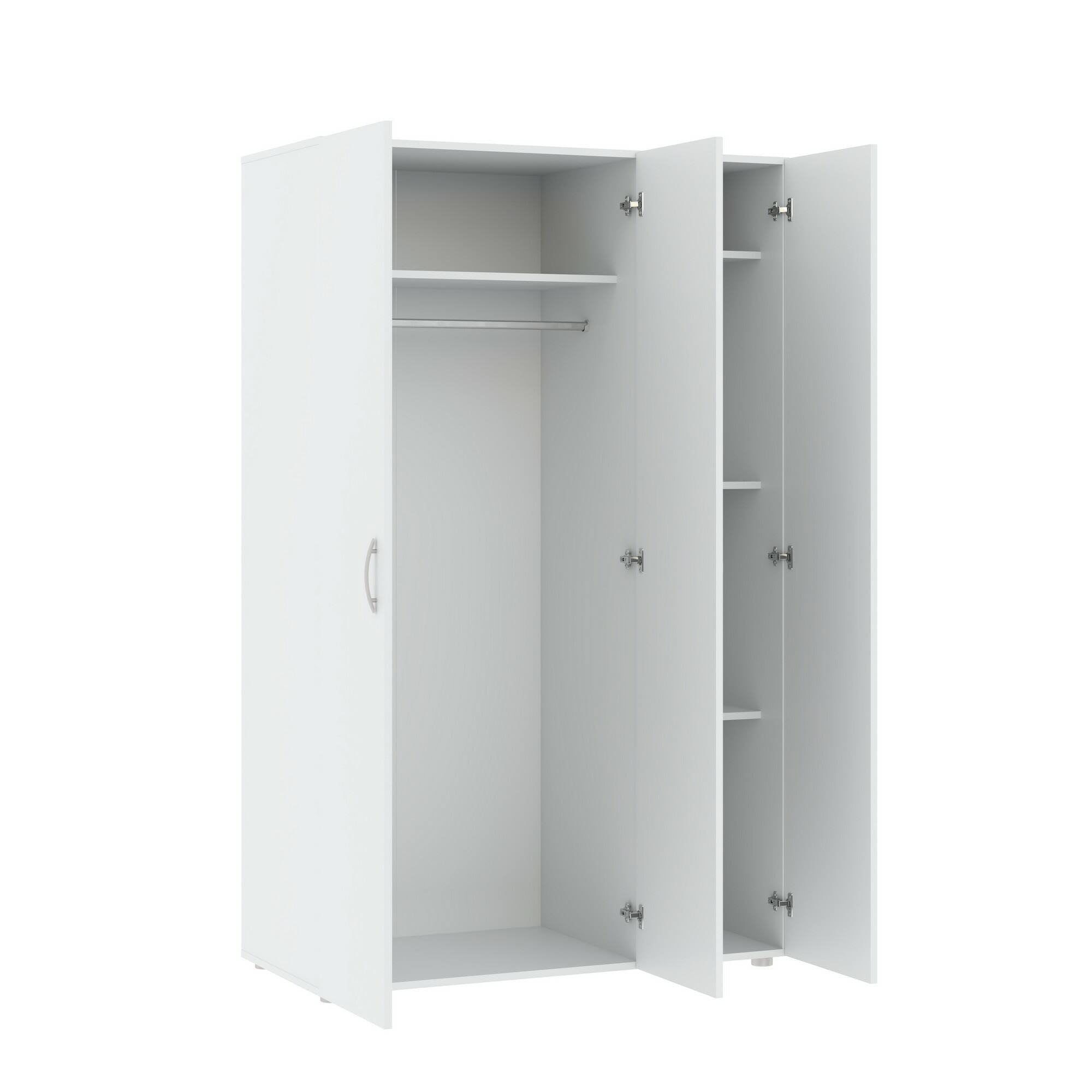 Dmora - Guardaroba 3 ante Dublino, Mobile camera da letto, Cabina armadio portabiti, Armadio appendiabiti, 111x52 h179 cm, Bianco