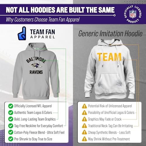 Image of Team Fan Apparel NFL Gameday Hoodie Pullover Sweatshirt for Men and Women | Officially licensed NFL Gameday fleece pullover - kangaroo pocket, ribbed cuffs, drawstring hood, unisex fit
