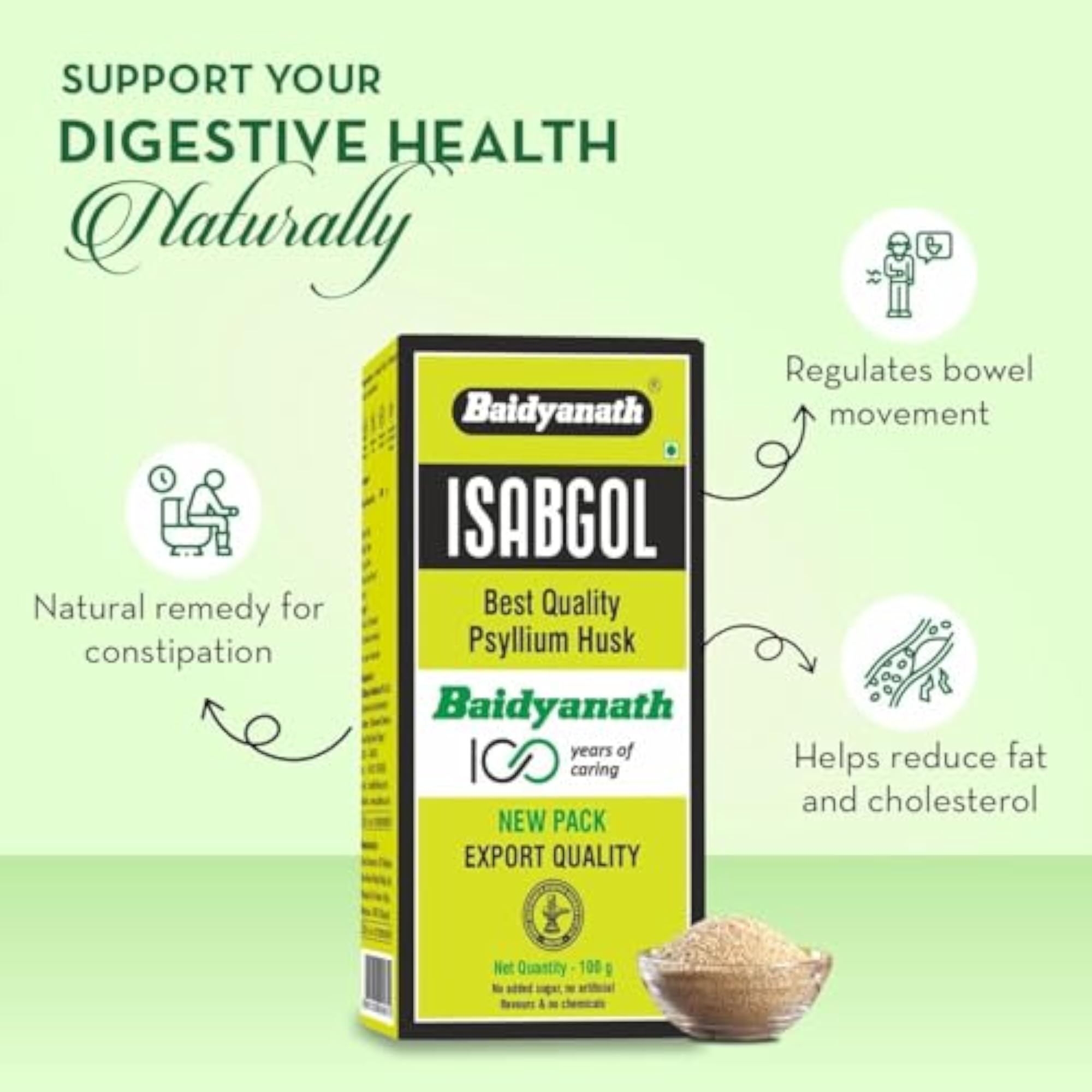 Baidyanath Isabgol Psyllium Husk Powder, 100 GM