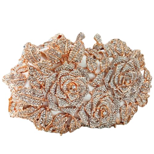 Image of Boutique De FGG Mini Flower Evening Bags For Women Formal,Party Rhinestone Clutch Purses,Wedding Floral Crystal Clutch Bag