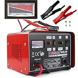 IMJ-Global - Carica Batteria per Auto e Moto Portatile per Batterie al Piombo (12V-24V | 30-180 Ah) Caricabatterie Auto Professionale con Ricarica Rapida, Interruttore AntiSurriscaldamento, Rosso