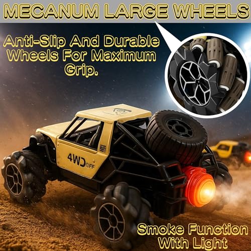 Image of GRAPHENE RC 4WD All Terrain Remote Control Drift Car for Kids 4x4 Off Road Rock Crawler Stunt Mist Smoke Effect Toys Metal Climbing Vehicle High Speed Rechargeable Racing Truck Adult Boy Girl
