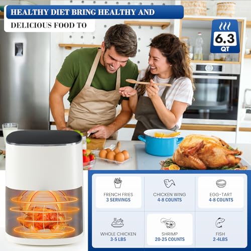 Image of NEWBULIG Air Fryer, 6QT Square Airfryer with Visual Window, 400℉ Fast Heating Air Fryers Oven with Timer, Auto-Off, Non Toxic & Non Stick, Multiple 12 Modes for Roast, Bake, Dehydrate, Fry, Reheat