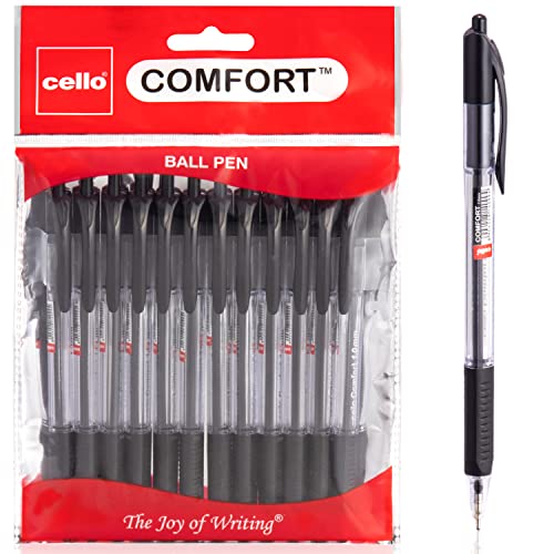 Cello Ballpoint Pen Black Pens Comfort Grip Ball Pens Medium Point Biros,Retractable Ballpoint Pens (1.0MM) Black Pen, Pack of 12 | ideal for office, Home, and School Stationary supplies Cello Ballpoint Pen Black Pens Comfort Grip Ball Pens Medium Point Biros,Retractable Ballpoint Pens (1.0MM) Black Pen, Pack of 12 | ideal for office, Home, and School Stationary supplies