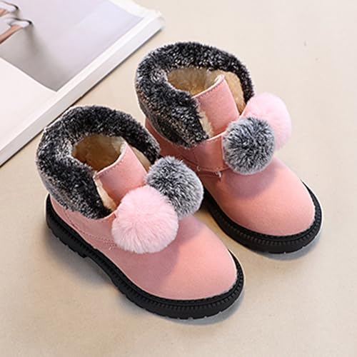 IWIHMIV Girl Snow Boots Toddler Winter Boots Girls Short Boots Girls Kids Snow Boots Warm Slip On Outdoor Winter Comfy Shoes3