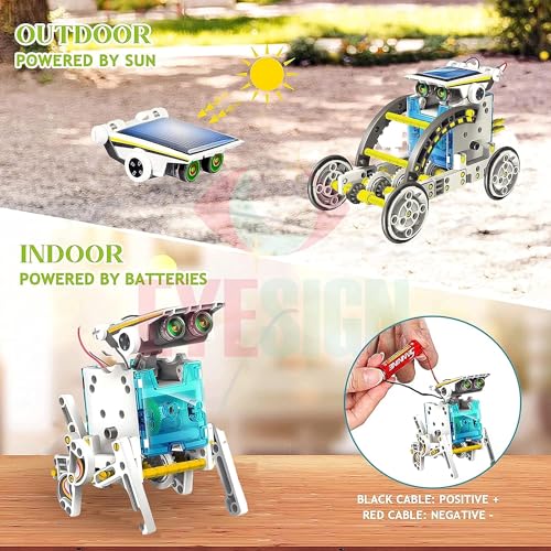 Image of STEM 13-in-1 Solar Educational Robot Kit Toys for Kids, Children, Boys & Girls Powered by The Solar Energy - Building Kit DIY Assembly Battery Operated Robotic Set