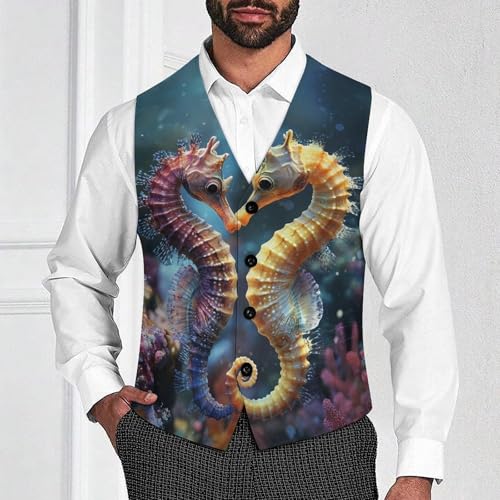 Seahorse Men's Suit Vests Business Formal Dress Vest V-Neck Waistcoat for Wedding Casual2