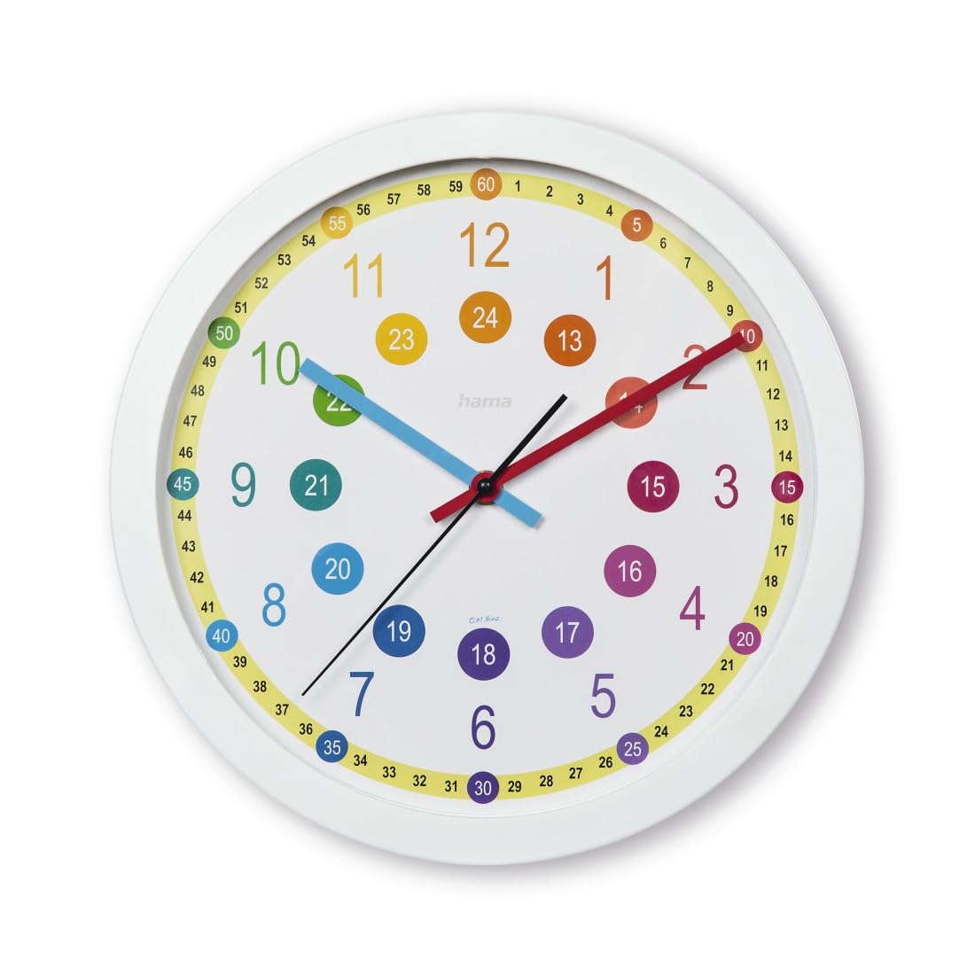 Hama "Sal Children's Wall Clock, No Ticking, for Children's Rooms, Analogue, Ø