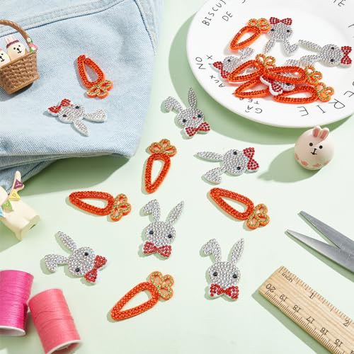 Freebloss MINI-FB0001-25-US35 20 Pcs Beaded Applique Patches Easter Beaded Patches Bunny Rhinestones Patch Carrot Patch Easter Patches thumb #6