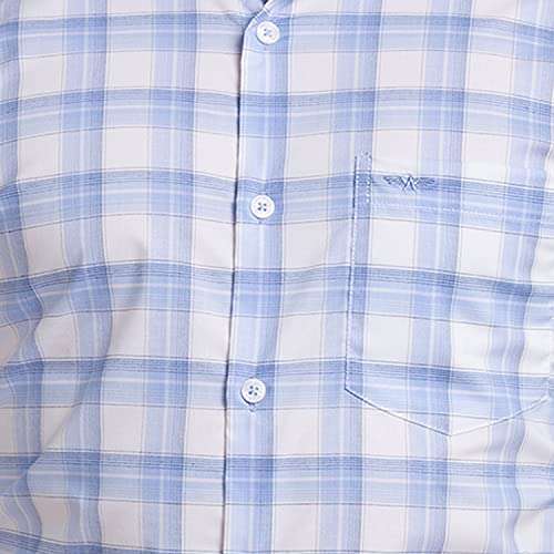 Image of Park Avenue Men's Cotton Blend Checks Pattern Slim Fit Cut Away Collar Full Sleeve Casual Shirt