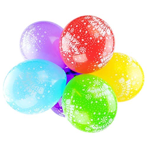 Happium Happy Birthday Balloons 12 Multicoloured Printed Latex Balloons for Girls Boys 10 pcs Happy Birthday Decorations Anniversary Party