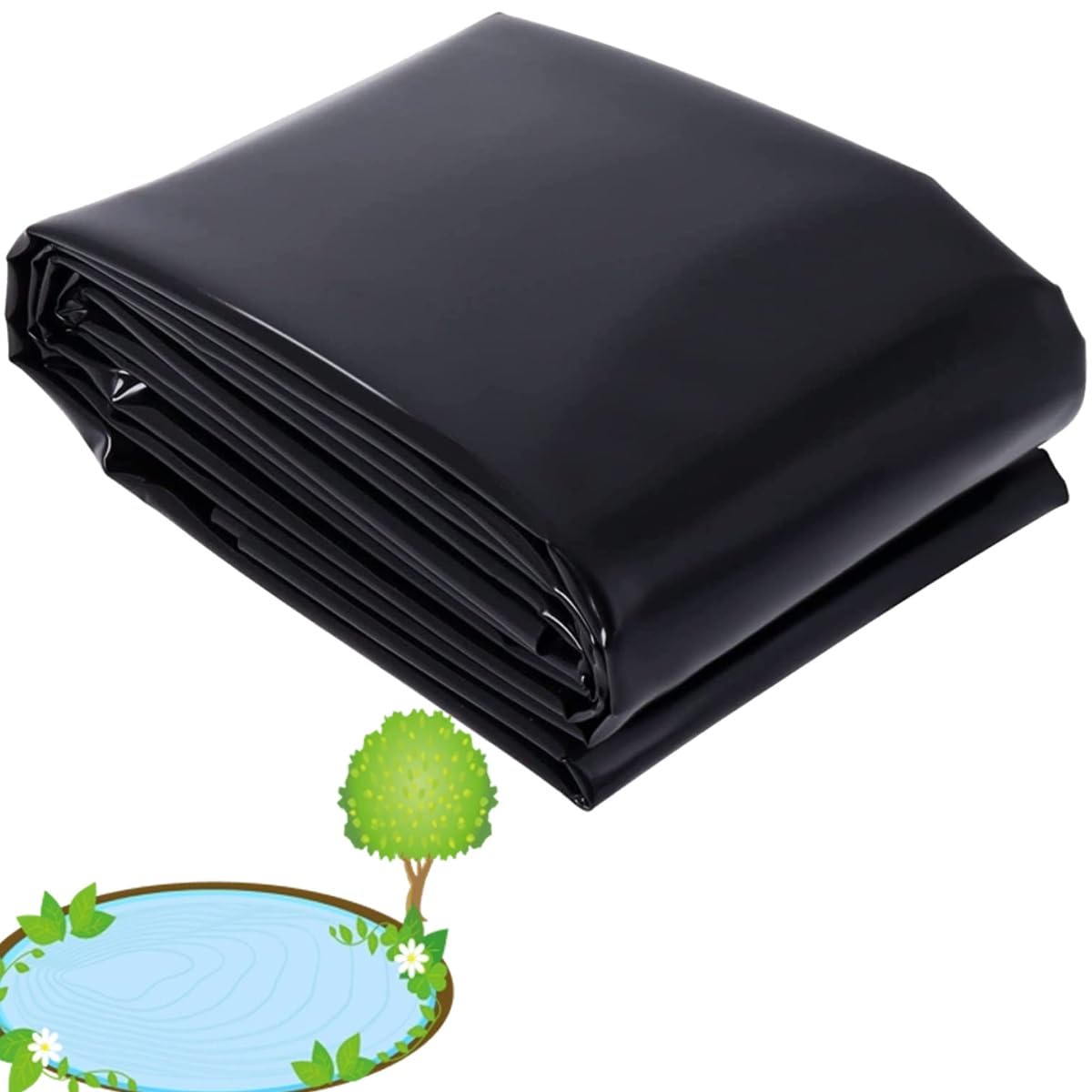 Telo di Copertura Flessibile e Impermeabile in HDPE da 0,2 mm di Spessore per laghetti, Giardini Acquatici, cascate e stagni (2x8 m)