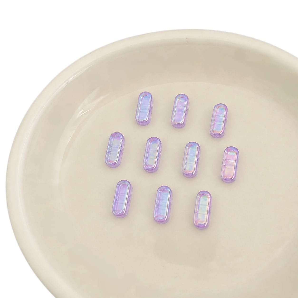 Letter Beads 10pcs, Large Acrylic Alphabet Beads with 6mm Hole, Iridescent Holographic UV Plated for Bracelet Making, Jewellery, Keyrings & Craft (Iridescent Purple, Letter I)