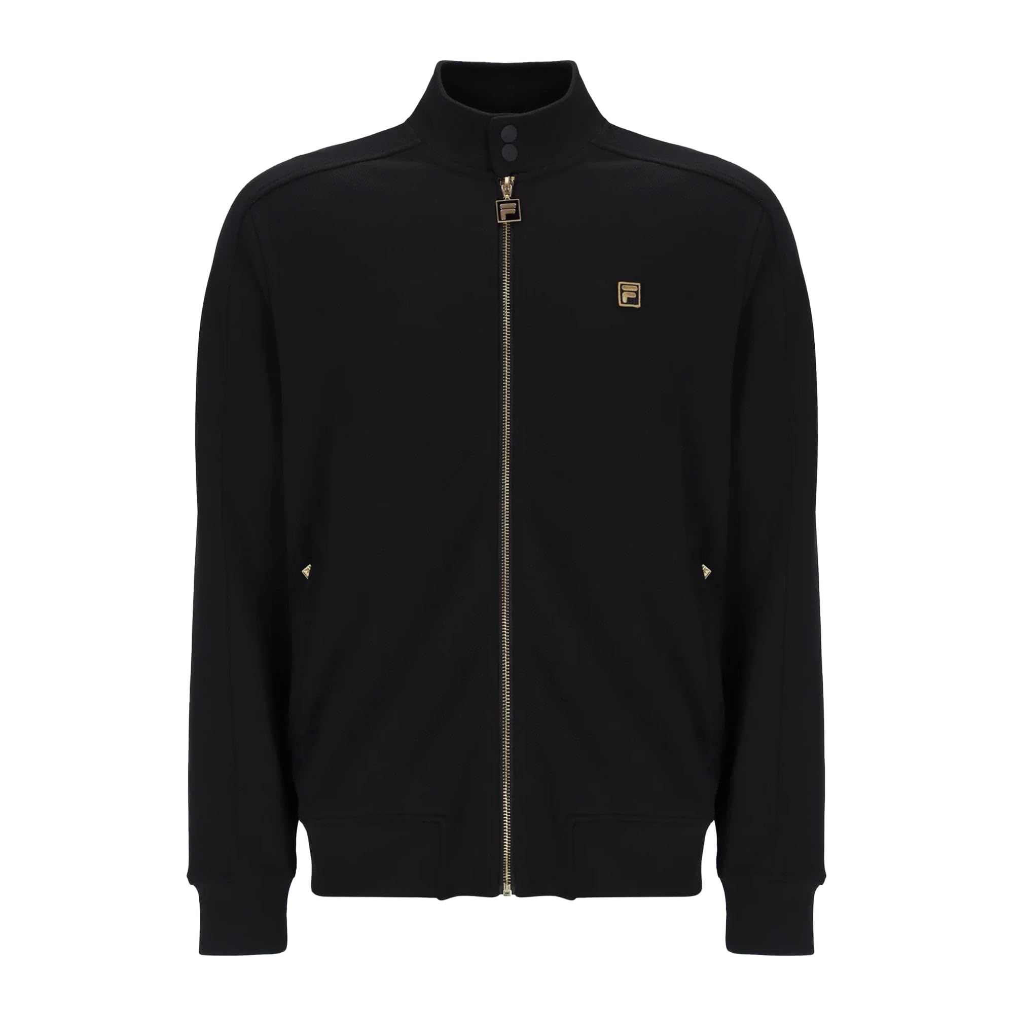 FILA Davey Track Jacket, Full Zip, Biker Neck, Black (UK, Alpha, M, Regular, Regular, Black)