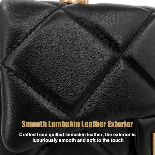 Quilted Leather Crossbody Bags for Women w/Detachable Gold Chain Strap, Designer Top Handle Bag, Shoulder Flap Purse4