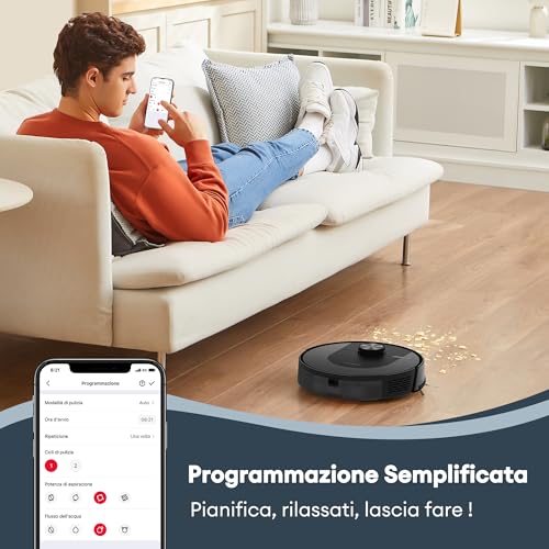 Ultenic Robot Aspirapolvere Lavapavimenti Con Lidar, 8000Pa, 180Min, Design Ultracompatto, Mappe Multilivello, Auto-Boost Tappeti, Controllo App/Alexa - 10