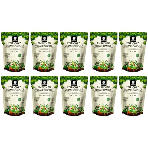 Image of OrganicDews Enriched Vermicompost (10 Kg) (Pack of 1 Kg) - Enriched & Fortified with Cow Dung and Bio Fertilizers - For Terrace Gardening, Vegetable /Flower Plants 10 Kg