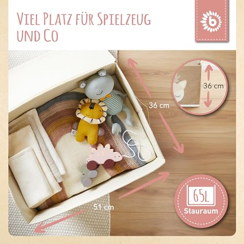 Bieco Faltbox mit Deckel | 65 Liter | ca. 36 x 36 x 51 cm | Spielzeugkiste | Kinder | Kisten | groß | Wickeltisch Organizer | Reh Ella