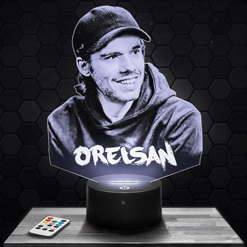 Lampe de chevet, Veilleuse Tactile Orelsan Lampe 3D LED illusion, Idée cadeau Noël anniversaire garçon et fille Lampe de nuit chambre d'enfant ou adulte Cover