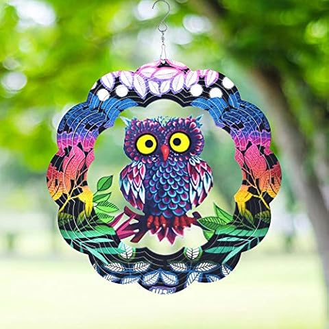 FENELY 3D Stainless Steel Owl Wind Spinner Cover