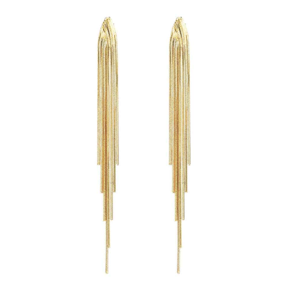 FUTIMELY Gold Long Dangle Drop Earrings for Woman,Punk Sleek Metal Chain Tassel Earrings 70s/80s Disco Outfits Accessories Jewelry