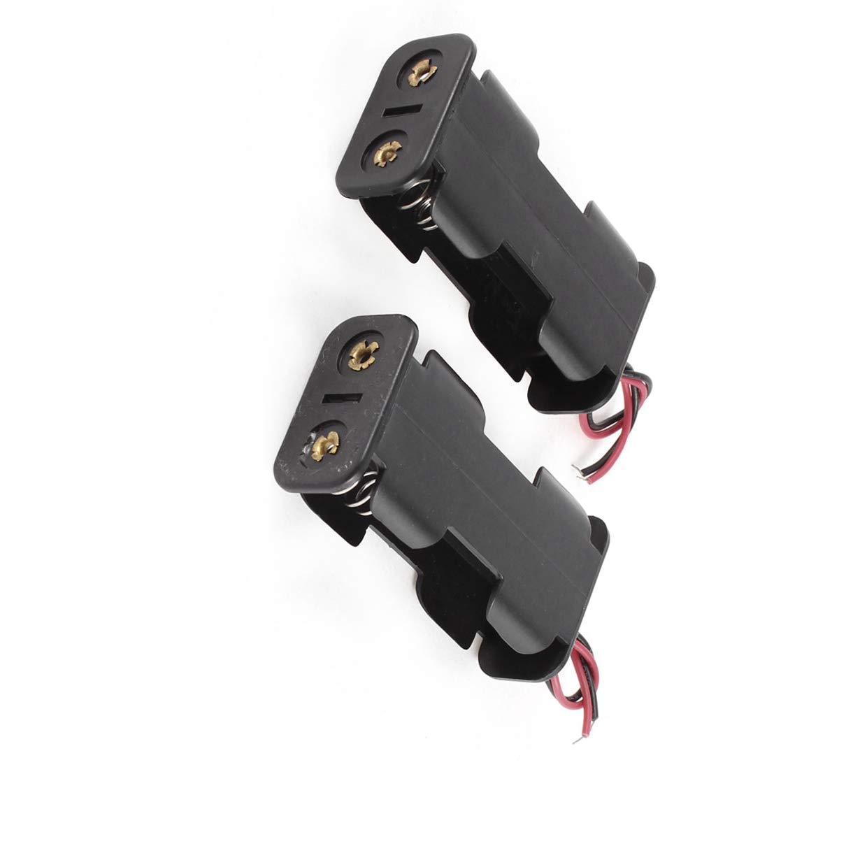 Aexit 2 Pcs Batteries, Chargers & Accessories Black Plastic Battery Holder Case w Wired for 2 x AC Adapters AA Batteries