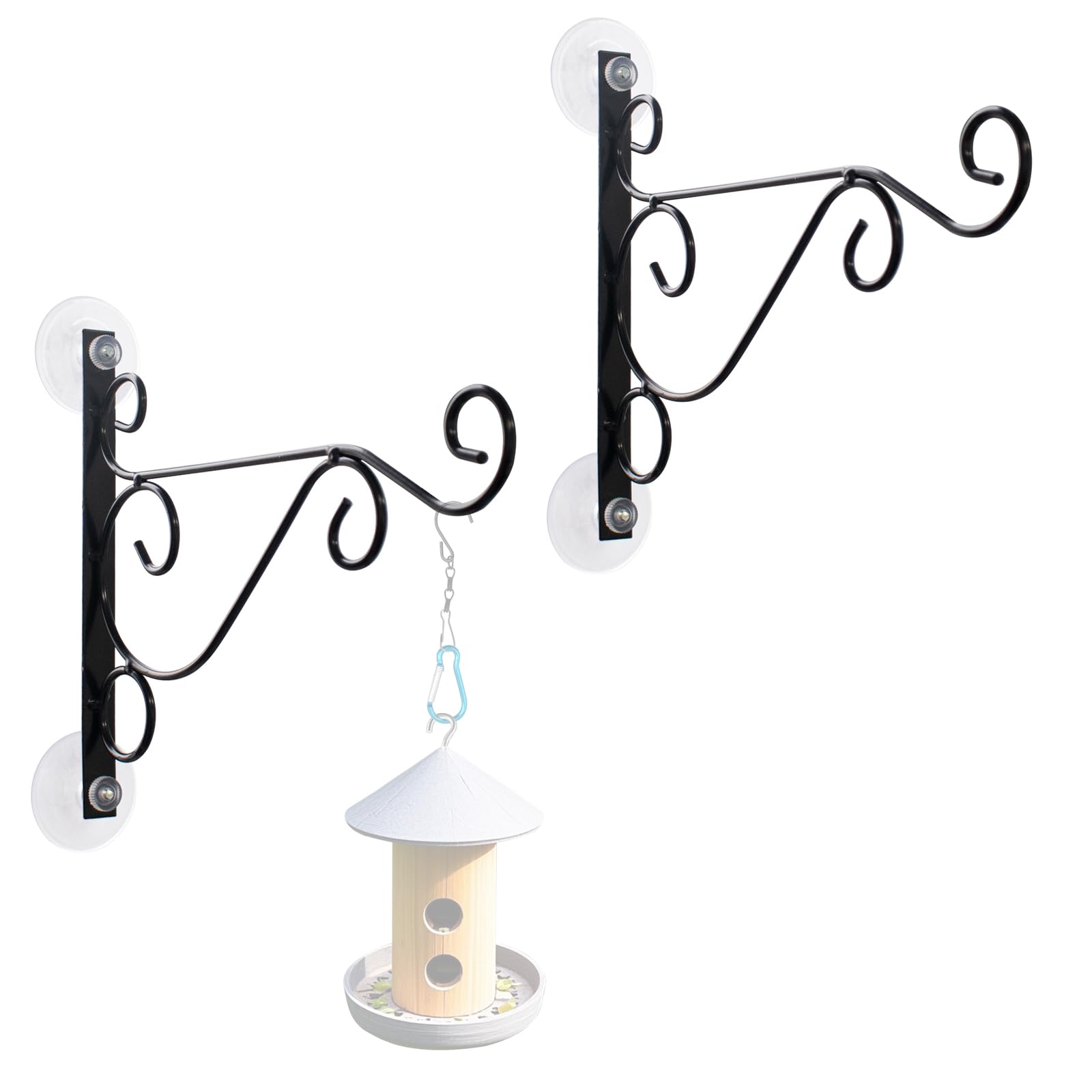 Photo 1 of Hiyoo 2 PCS Window Mount Bird Feeder Hook with Suction Cup, Metal Hummingbird Feeder Hanger Hook for Hanging Decorative Birdhouses, Wind Chimes & Plants (Bird Feeder Not Included)