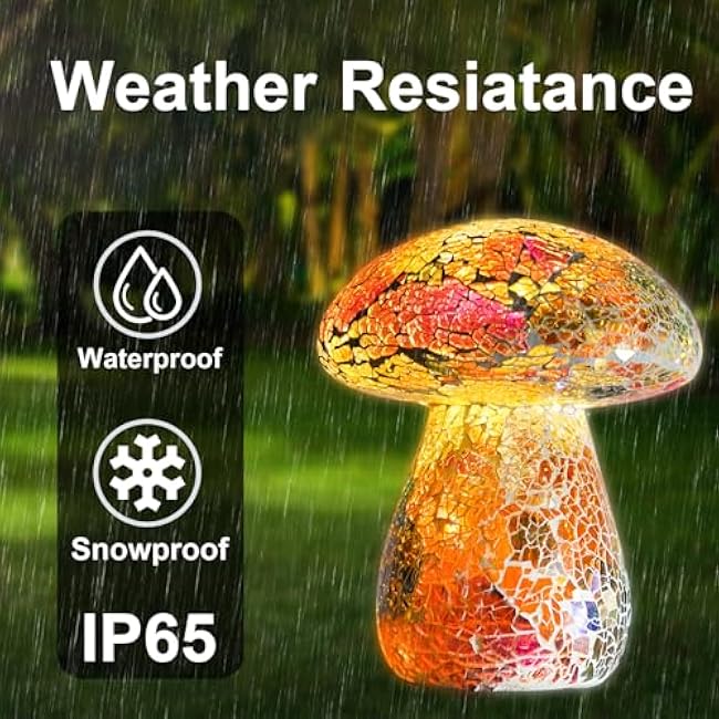 Mosaic Mushroom Garden Lights Table Lamp Night Light Red