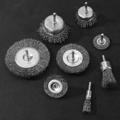BUCOMTU 12 Stück Drahtbürsten Bohrmaschine, 6 mm Drahtbürsten Akkuschrauber mit Sechskantschaft, zum Entfernen von Rost, Farbe, Graten und Schmutz