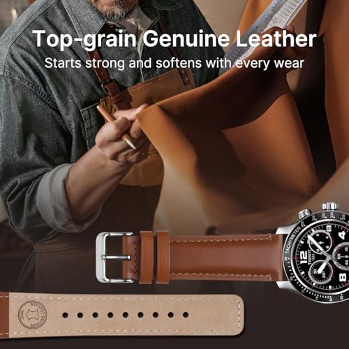 Image of Fullmosa 2 Pack 20mm Leather Watch Bands Quick Release Watch Strap for Men Women, Soft Replacement Strap Wristband with Stainless Steel Buckle,20mm Toffee Brown&Silver /Black&Black | 2 Pack Straps for Vivoactive 6 /5, Venu Sq /Sq 2, Samsung Galaxy 7 /6 /5, Gear S2 Classic, Toffee Brown+Silver /Black+Black