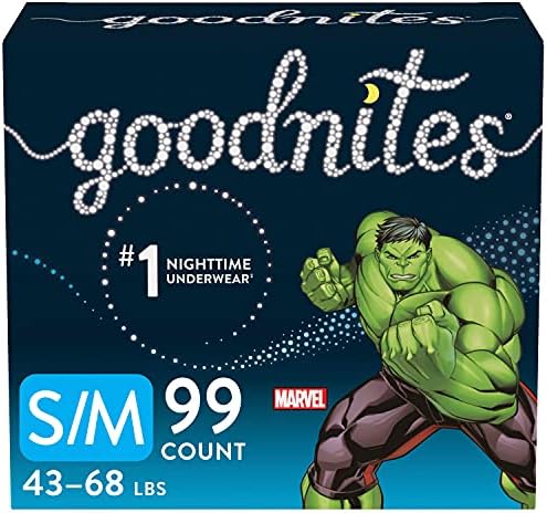 Goodnites Nighttime Bedwetting Underwear, Boys' S/M (43-68 lb.), 99ct, FSA/HSA-Eligible