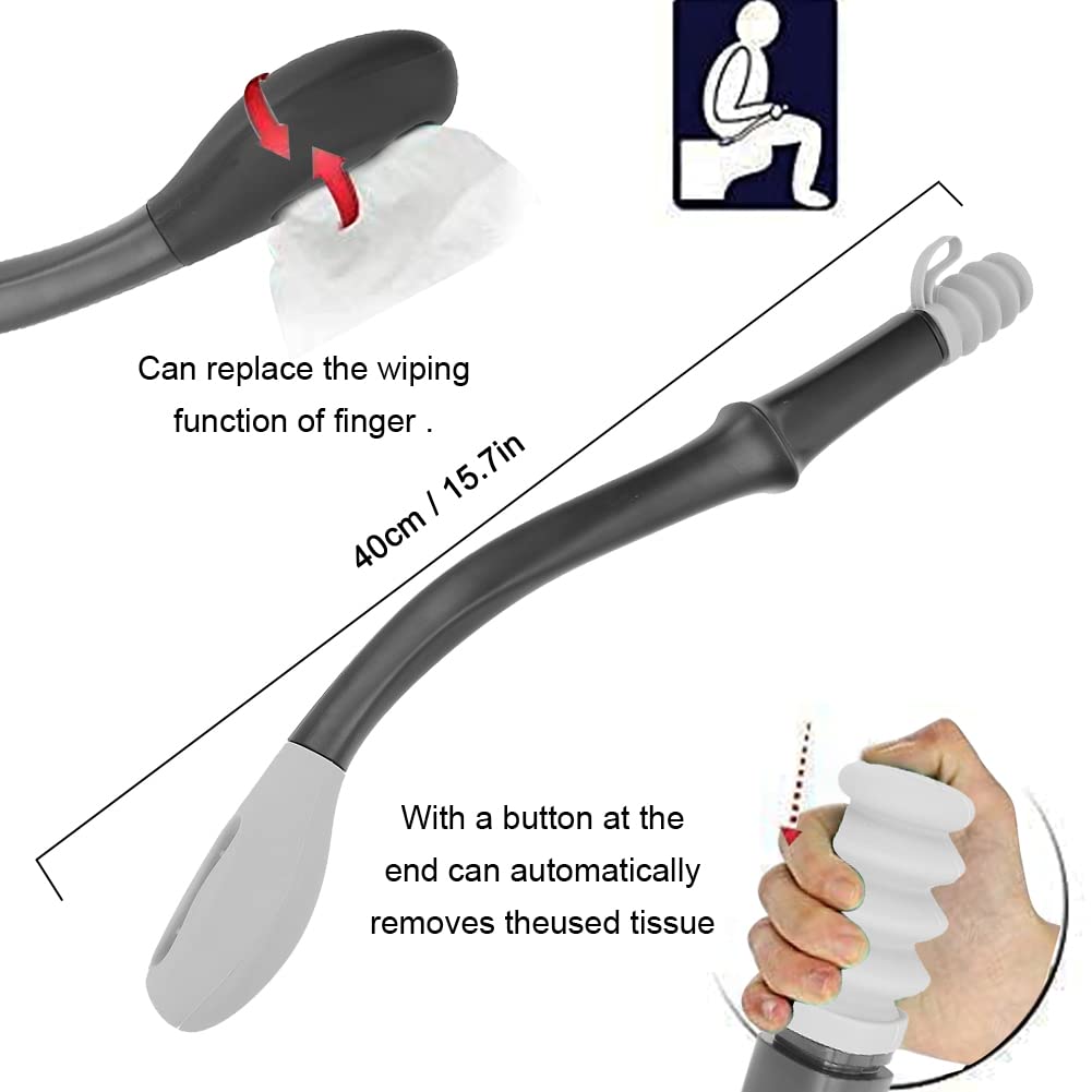 Ausili per la Toilette Facile da Pulire, Gamma di Presa Lunga Tergicristallo Inferiore Comfort Impugnatura in Carta Igienica Stesso Wipe Aid Helper