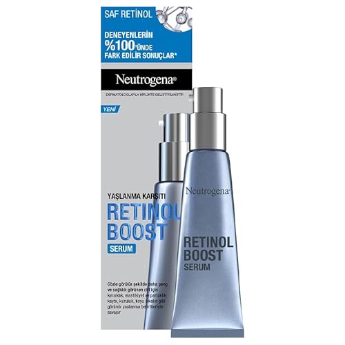 Neutrogena Retinol Boost Anti-Aging Anti-Wrinkle Serum, Hyaluronic Acid, Daily Anti-Aging Serum for Fine Lines and Wrinkles, Mineral Oil-Free and Color-Free, 1 fl. ounce (30ml)