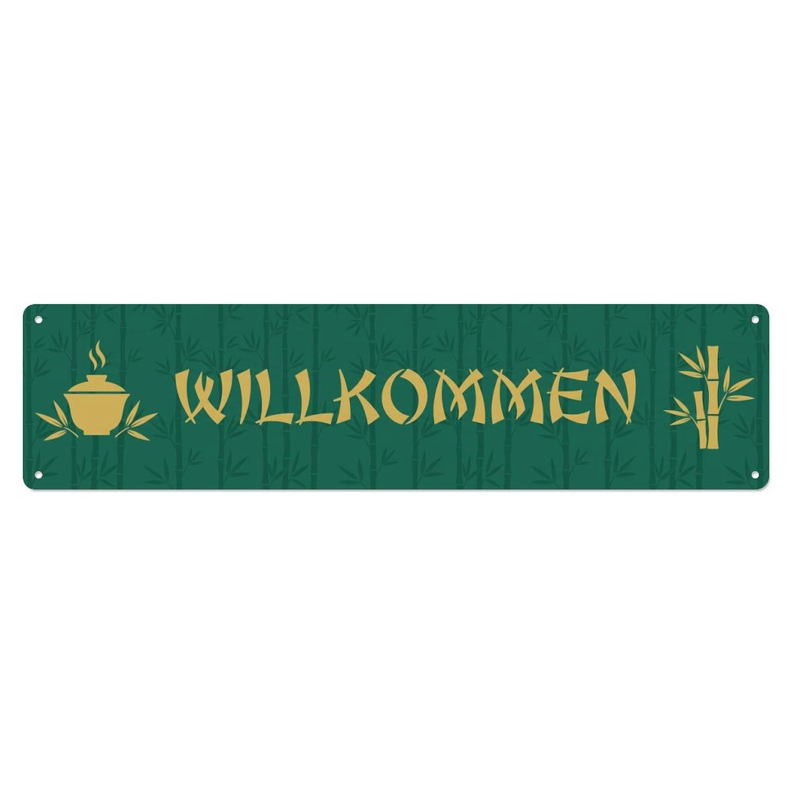 Jade Green Asian Restaurant Tea House Welcome Metal Tin Sign Plaque Wall Decor for Cafe, Club Bar, Office, Home Garden Metal Poster 4x16Inch