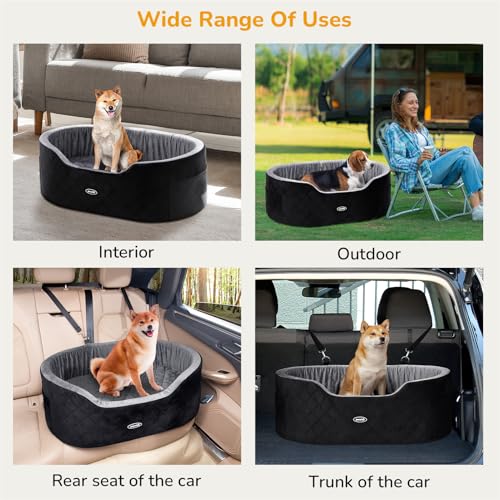 pecute Hunde Autositz Mittlere Rückenlänge Weniger als 70 cm, Hundebett Auto Rückbank mit Dicker Polsterung für Haustierreisen, Wasserdicht und waschbar,Dog Car Seat Rückbank mit 2 Sicherheitsleinen