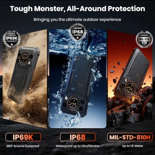 Image of FOSSIBOT F117 4G Rugged Phone Unlocked, 24GB+256GB+2TB,10600mAh Battery Waterproof Phones,Android 15 Rugged Cell Phone, 6.745 inch HD+ 1.32-inch IPS Smartphone,50MP+16MP+5MP Rugged Phone(2026 Black)