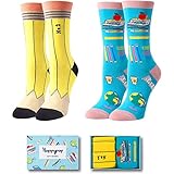 HAPPYPOP Women's Nurse Book America Flag Teeth Alien For Novelty Gifts Dentist In 2 Pack Socks, Pencil Book, Medium