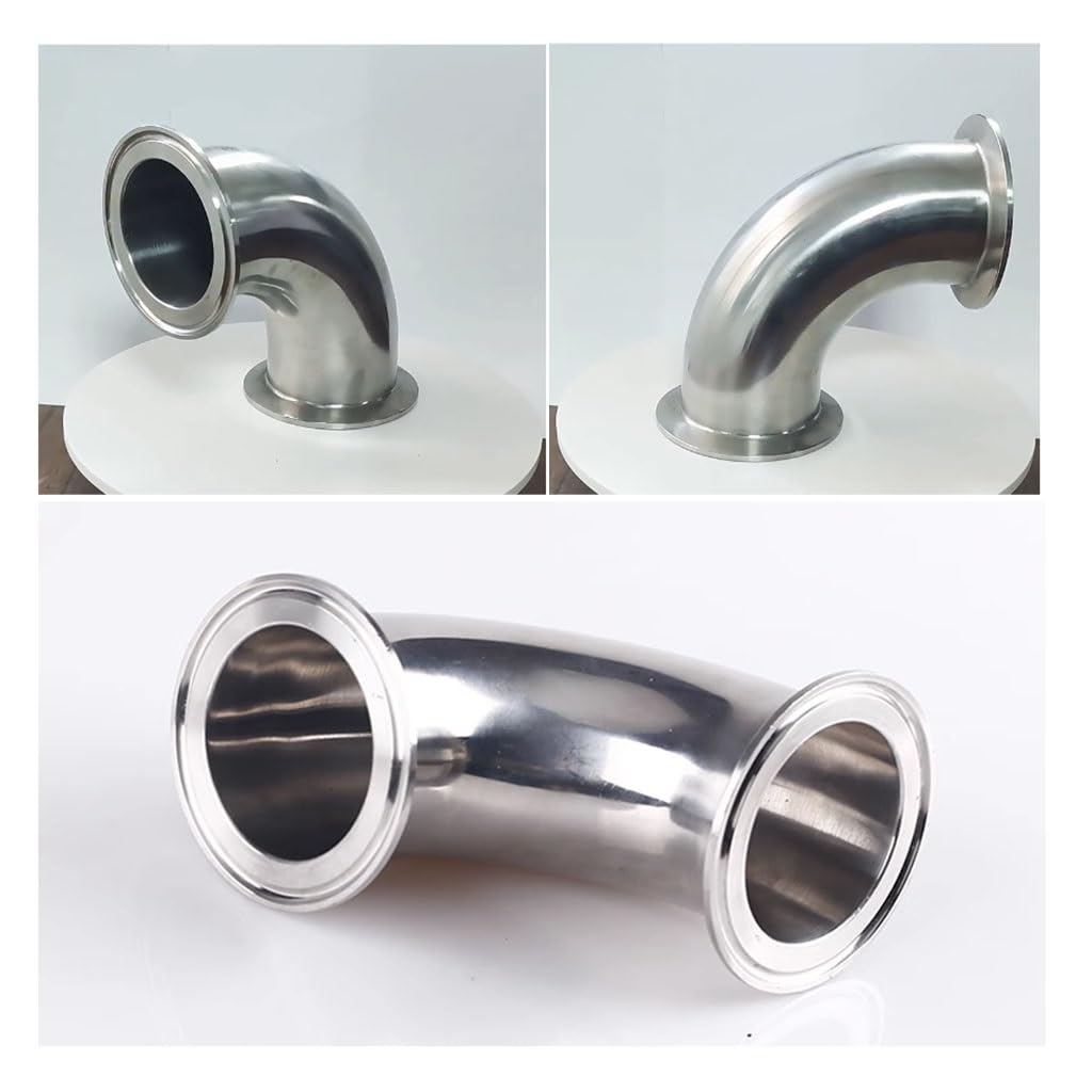 Schlauchverbinder,. 3/4" 1”2”19Mm-63Mm OD Sanitär-Tri-Clamp-Ferrule 90-Grad-Winkelrohrverschraubung, Edelstahl 304 rechtwinklige Biegung Homebrew, 1 Stück(63mm x ferrule 77.5)