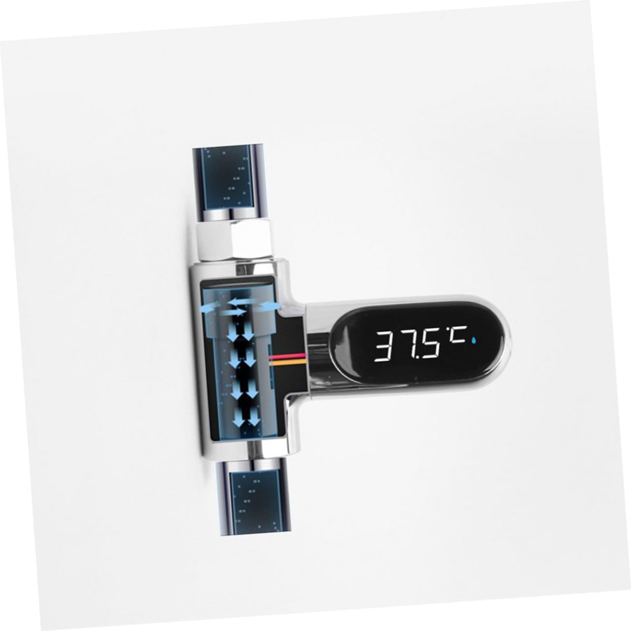 Termómetro Digital de Agua para Ñiño Pantalla LED Giratoria 360°, Medición 5-85°c, Plateado, Sensor de Alta Precisión, sin Pilas, para Baño y Ducha Bebés