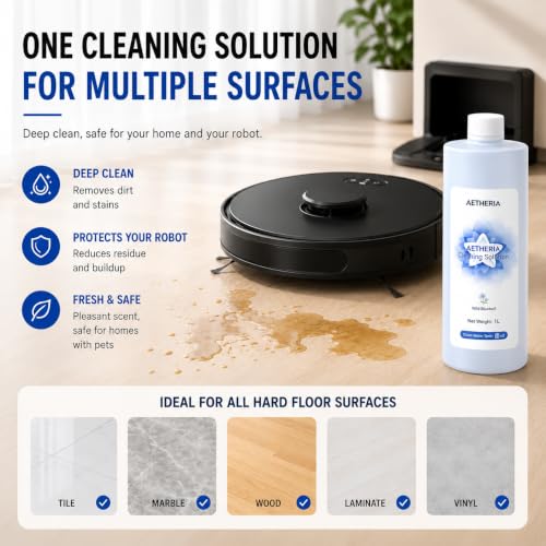 Image of Multi-Surface Floor Cleaning Solution for ECOVACS DEEBOT X11 /X9 /X8 /X5 /X2 /X1 /T80 /T50 /T30 /T20 /T10 /N30 /N20 /Series and all other Robot Vacuum Cleaners,Deep Cleans for Multiple Hard Floors, (33.8 Fl oz)