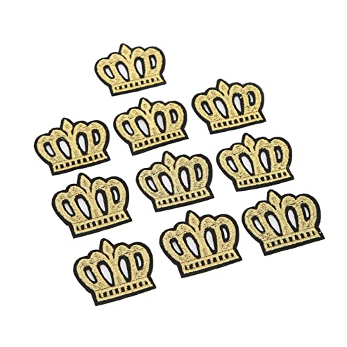 Shanrya Kronen-Stickerei-Patch, Schattierungsfehler 10 Stück DIY große Kronen-Stickerei-Patch Baumwolle Materialschäden von