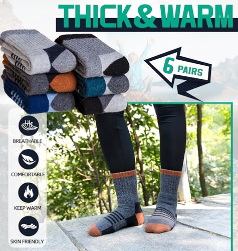 Kids Hiking Walking Socks Boys Girls Toddlers Merino Wool Warm Wicking Cushion Winter Crew Boot Socks2