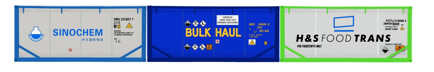 Hornby Wagons R60129 Sinochem, Bulk Haul & H&S Foodtrans, Container Pack, 3