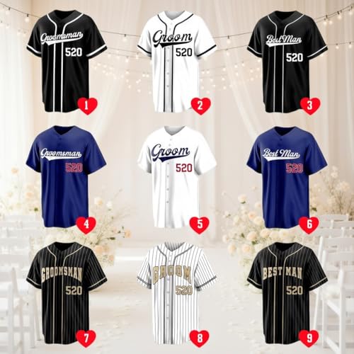 Custom Baseball Jersey - Personalized Groom Groomsmen Best Man Jersey, Bachelor Party Wedding Bride and Groom Shirts miniatura 3