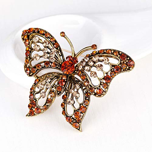Image of Animal Series Orange Rhinestones Butterfly Brooches Women Brooch Pins Wedding Brooches