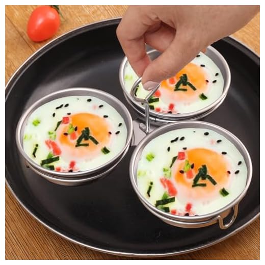3IN1 Stainless Steel Steamed Egg Mold Versatile Egg Poachers with 3 Cups Poached Multipurpose Kitchen Tools,18 * 8cm