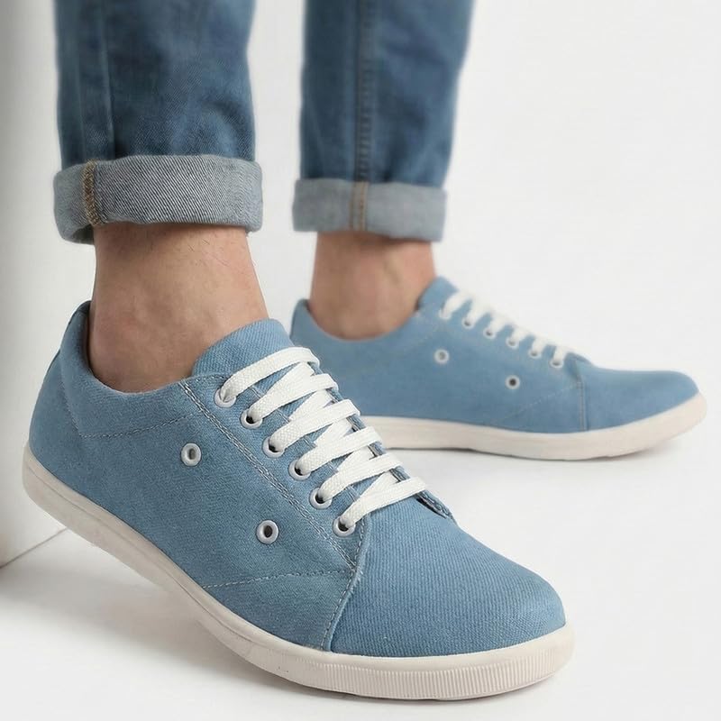 Image of FAUSTO Men Casual Classic Canvas /Fabric Sneaker Shoe | Lightweight Comfort Insole | Everyday 6-Eye Lace Up Shoes with Anti Skid TPR Sole