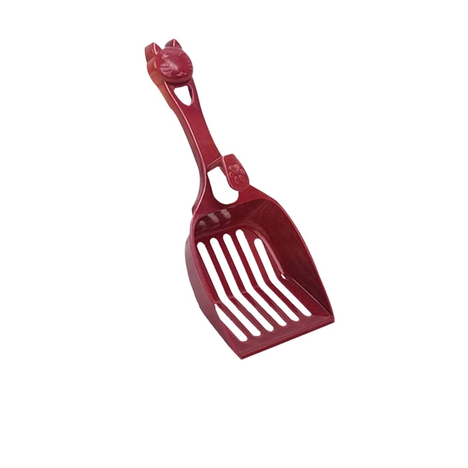 Pala de arena de plástico multicolor para gatos, pala de arena para suministros de limpieza de inodoro de gatitos (A-marrón)