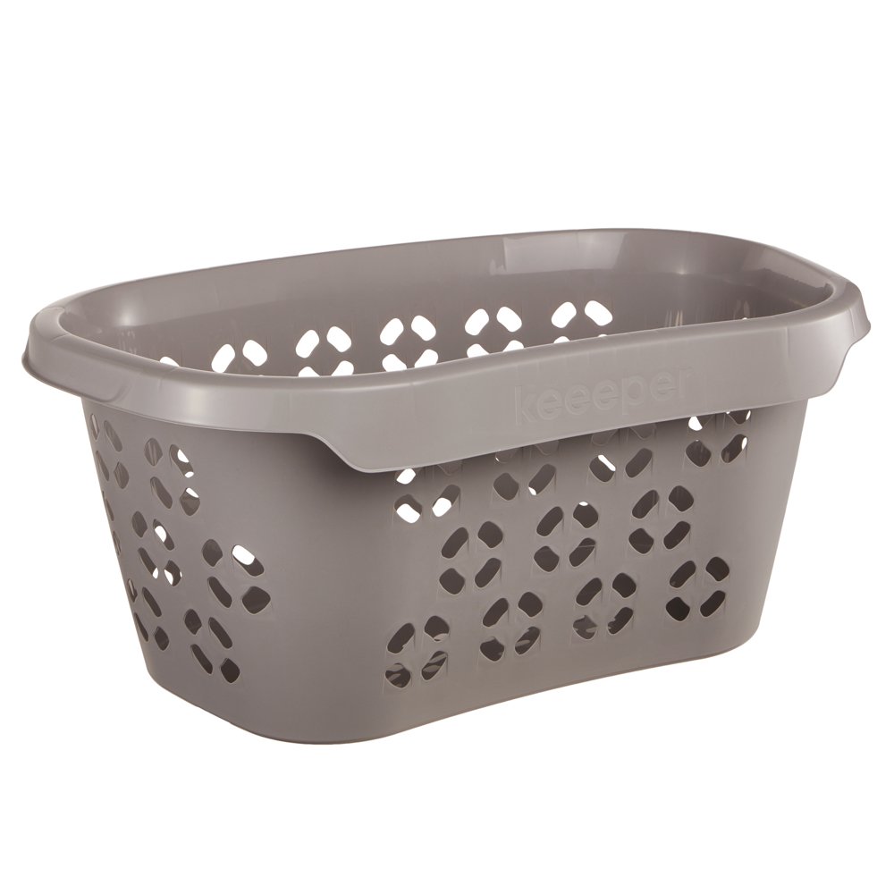 keeeper Laundry Basket with Hip Support, Air Permeable Decor, 30.5 l, Anton, Grey