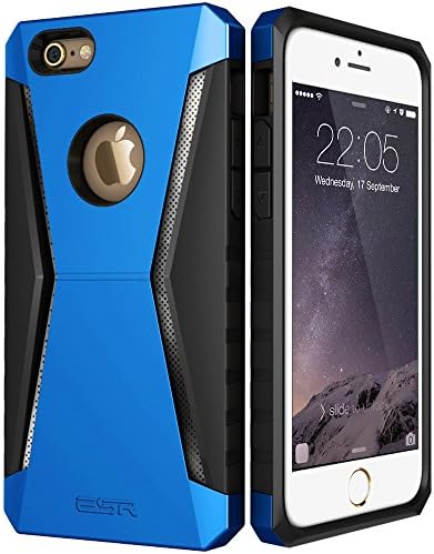 ESR Case for iPhone 6/6s, Three Layer Heavy Duty Shockproof Protective Case [Free Screen Protector] [Metal Design] [Matte Silicone Back + Thickened TPU Bumper] for iPhone 6s/6 4.7"(Racer_Blue)